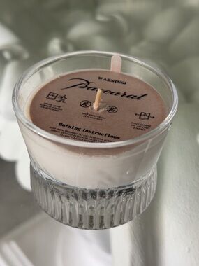 Baccarat Cream and Clear Glass Scented Candle